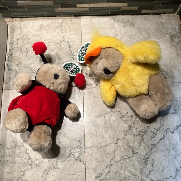 Two New 1999 & 2001 Starbucks Bearista Bears Yellow Ducky & Lady Bug Bear NWT - Picture 4 of 4